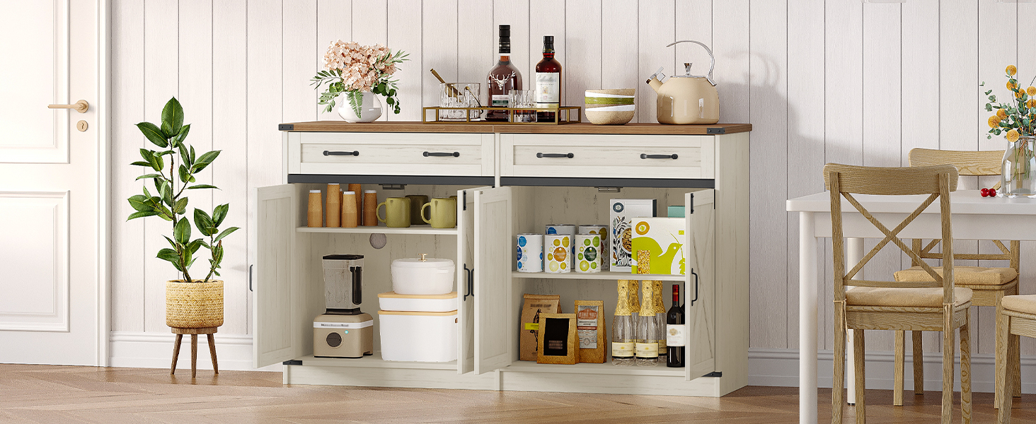 Кухонна шафа Hzuaneri з ящиком та 2 дверцятами, шафа для зберігання, регульовані полиці, стиль кантрі, 40 x 140 x 80 см, вінтажний коричнево-білий колір, SC94814X