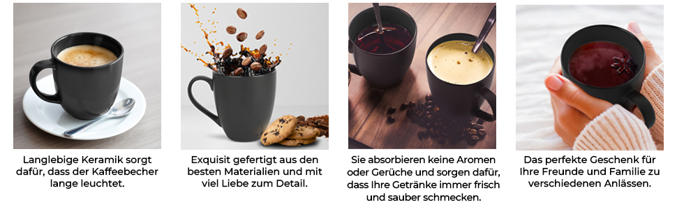 Набір з 6 кавових чашок Miamio Le Papillon, 350 мл, чорний колір