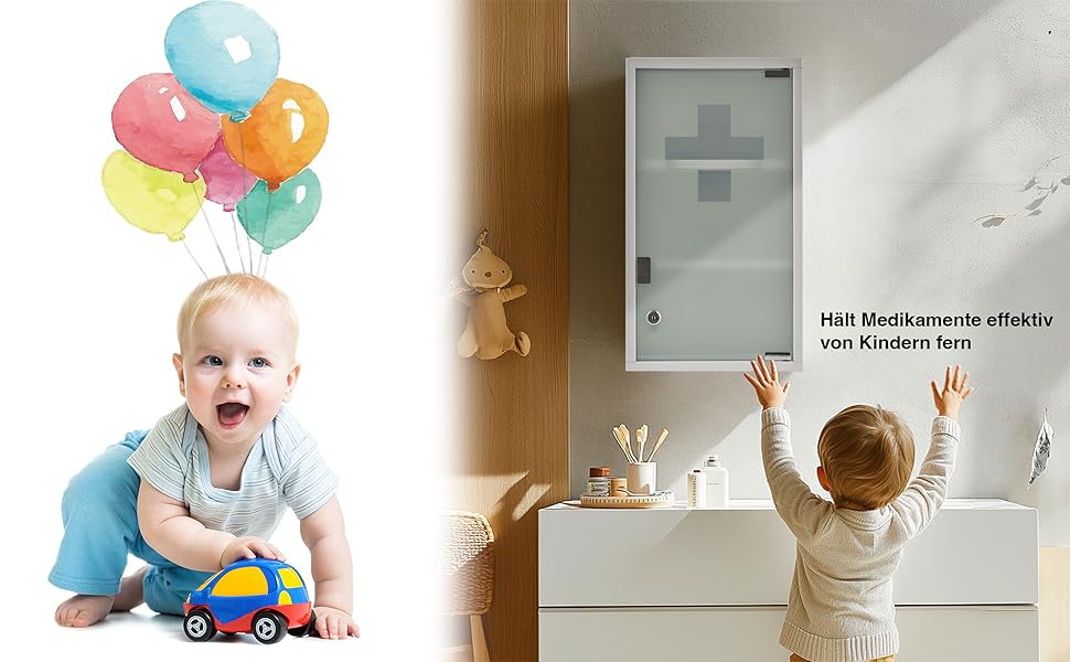 Медичний шафчик Zedelmaier з нержавіючої сталі, 4 відділення, з ключем, для зберігання ліків, білий (57 x 27 x 12 см)