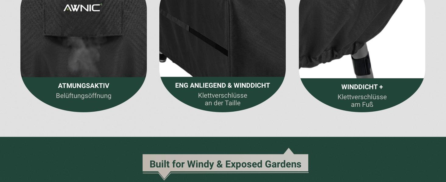 Чохол для садових меблів Awnic 200x135x75 см, 420D Oxford, водонепроникний, анти-UV, міцний, для саду та тераси