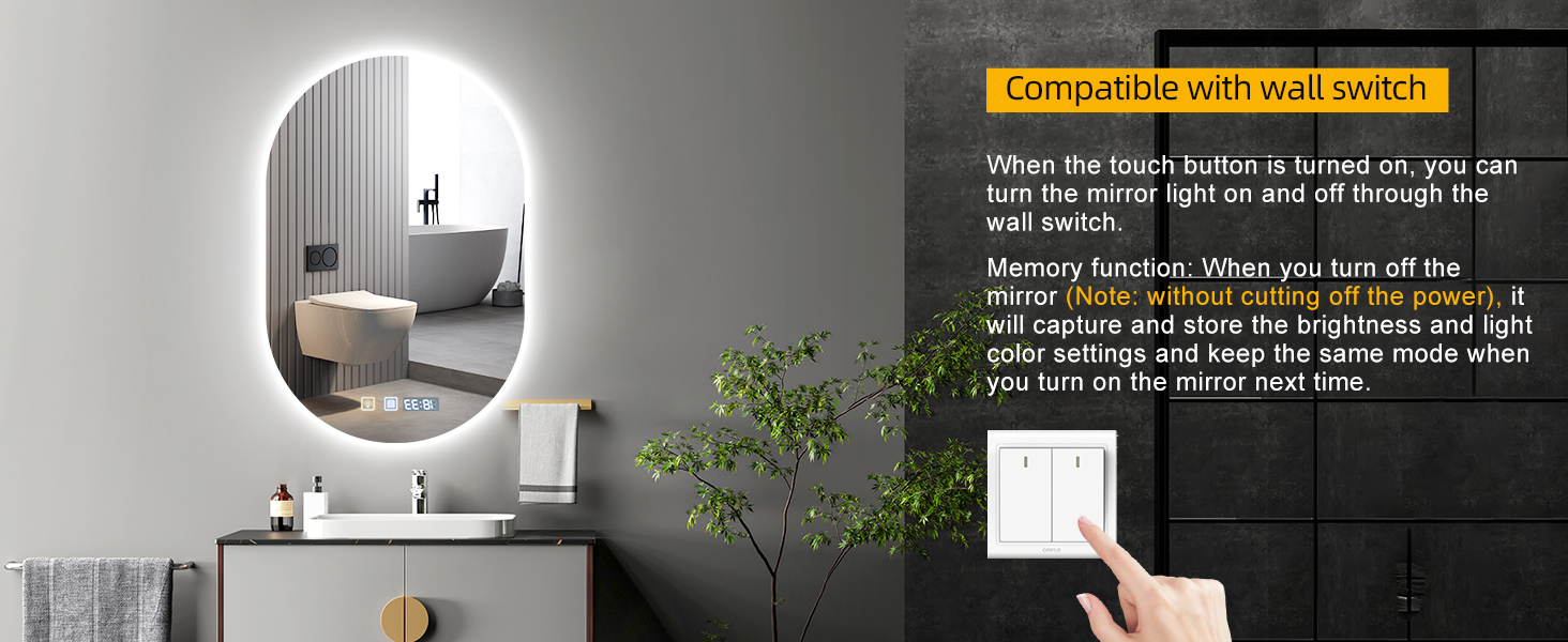 Дзеркало для ванної кімнати 600 мм з підсвічуванням, регулюванням яскравості, антизапарюванням, таймером | IP44, вологостійке, з сенсорним вимикачем | для ванної, готелю, кругле, овальне, 500 мм, 750 мм