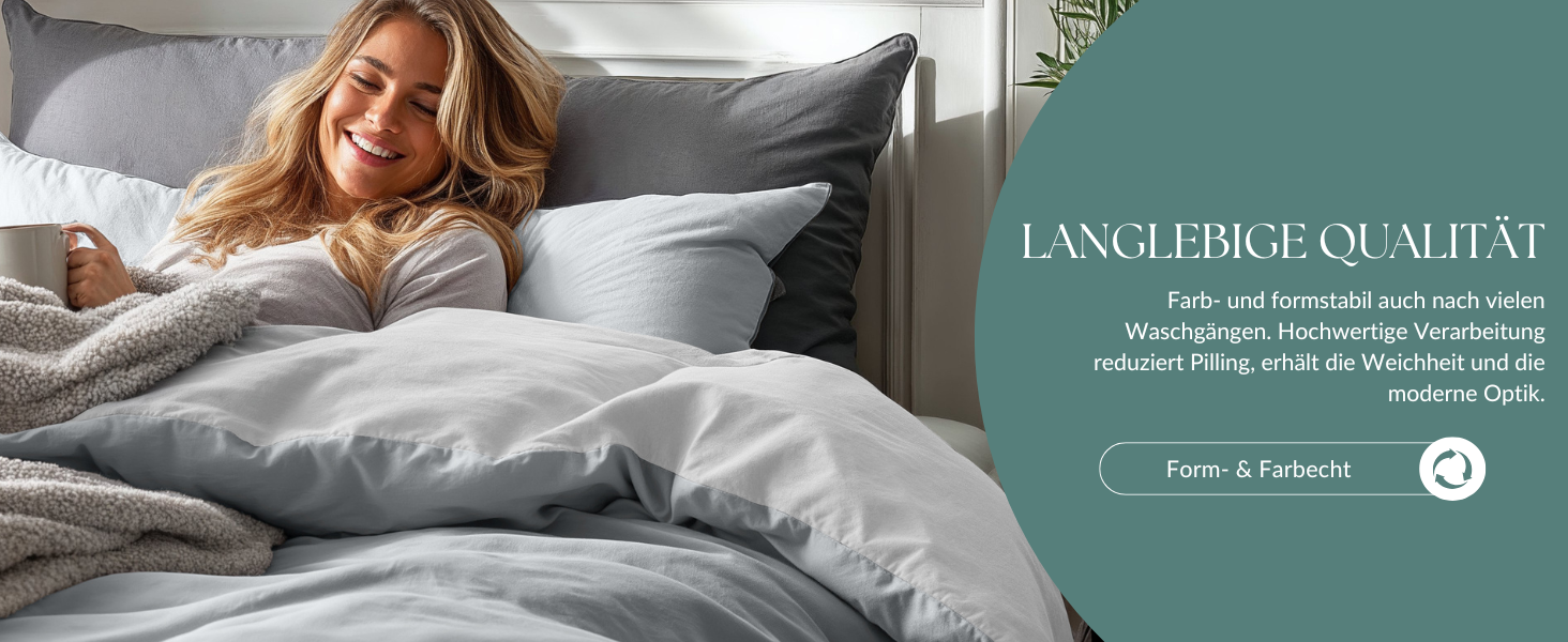 Комплект постільної білизни Sleeptime 200x200, 3-частини - 100% бавовна, сірий антрацит | Оeko-TEX®, блискавка, дихаючий