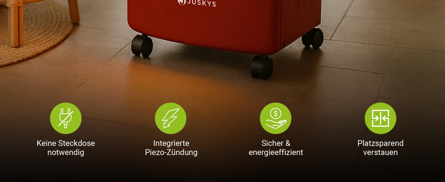 Газова теплова гармата Juskys Keramik GS42US потужністю 4200 Вт з регулятором тиску та шлангом - мобільний, ефективний та економічний газовий нагрівач