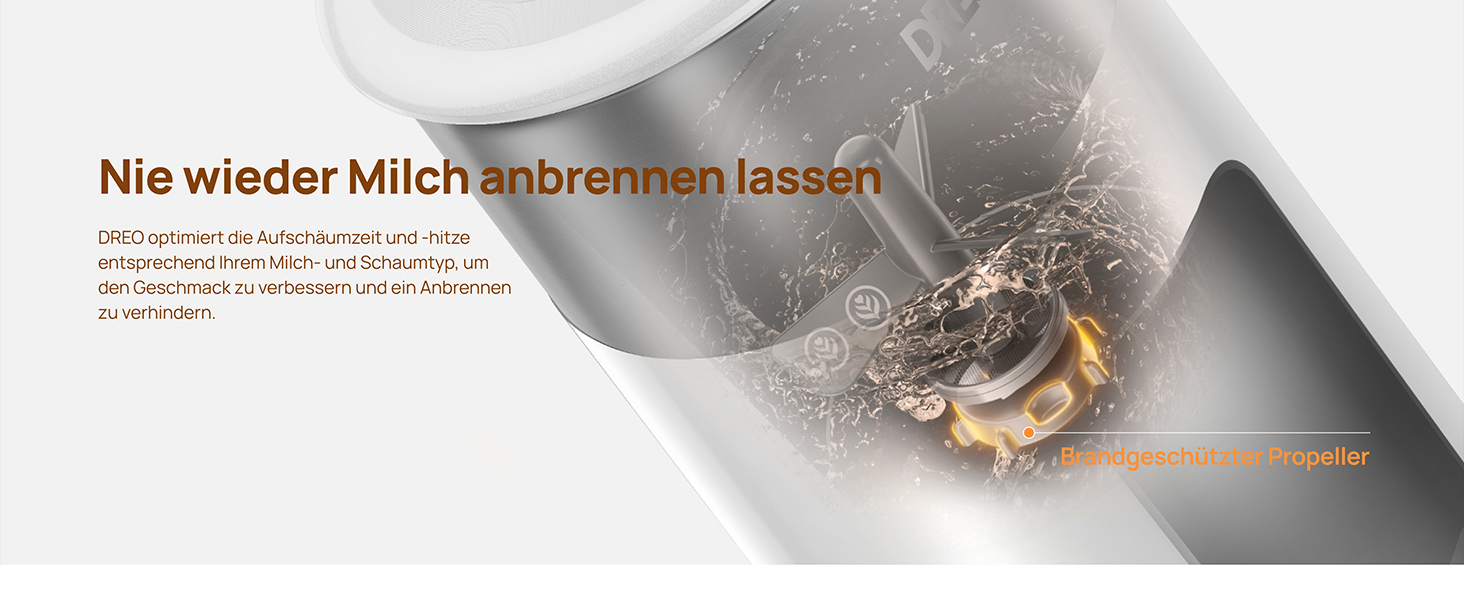 Dreo електричний спінювач молока 8-в-1 для лате арт, 270 мл, з підігрівом, LED, білий