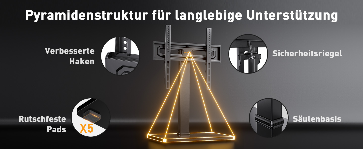 Підставка для телевізора Perlegear: універсальна, поворотна, регульована по висоті, до 70 дюймів, 40 кг, VESA 400x400 мм