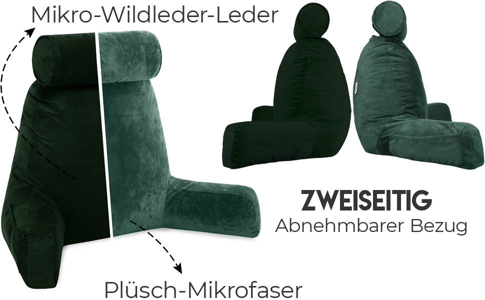 Подушка для чоловіка з підлокітниками - сіра, для читання та відпочинку в ліжку | Premium Memory Foam | Знімна подушка для шиї