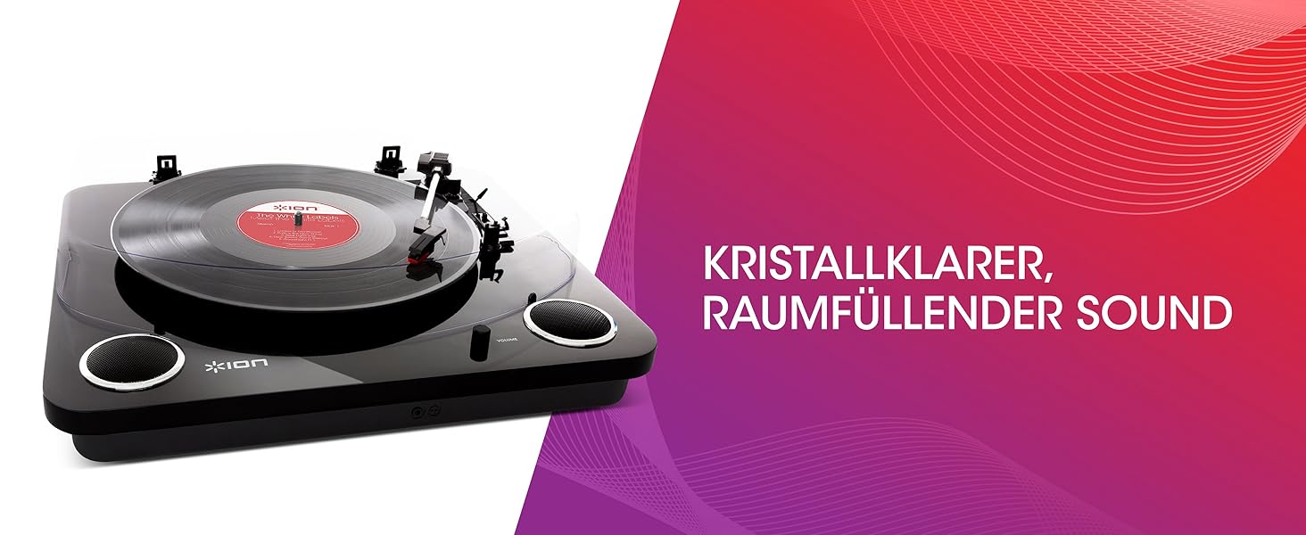 Програвач вінілу ION Audio Max LP з Bluetooth, вбудованими динаміками та USB, чорний