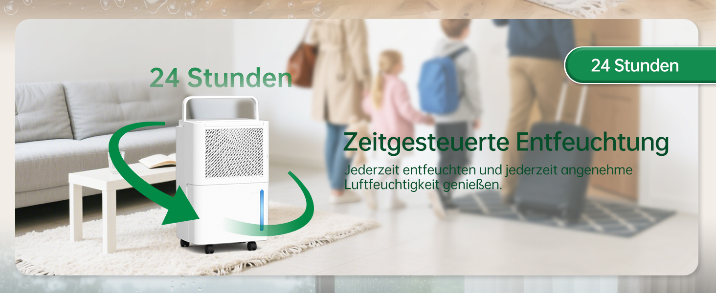 Електричний осушувач повітря PHILODECO 10л/день з режимом сушіння, 2л бак, таймер 24г, автовимкнення, ролики та ручка для підвалу, ванної, спальні