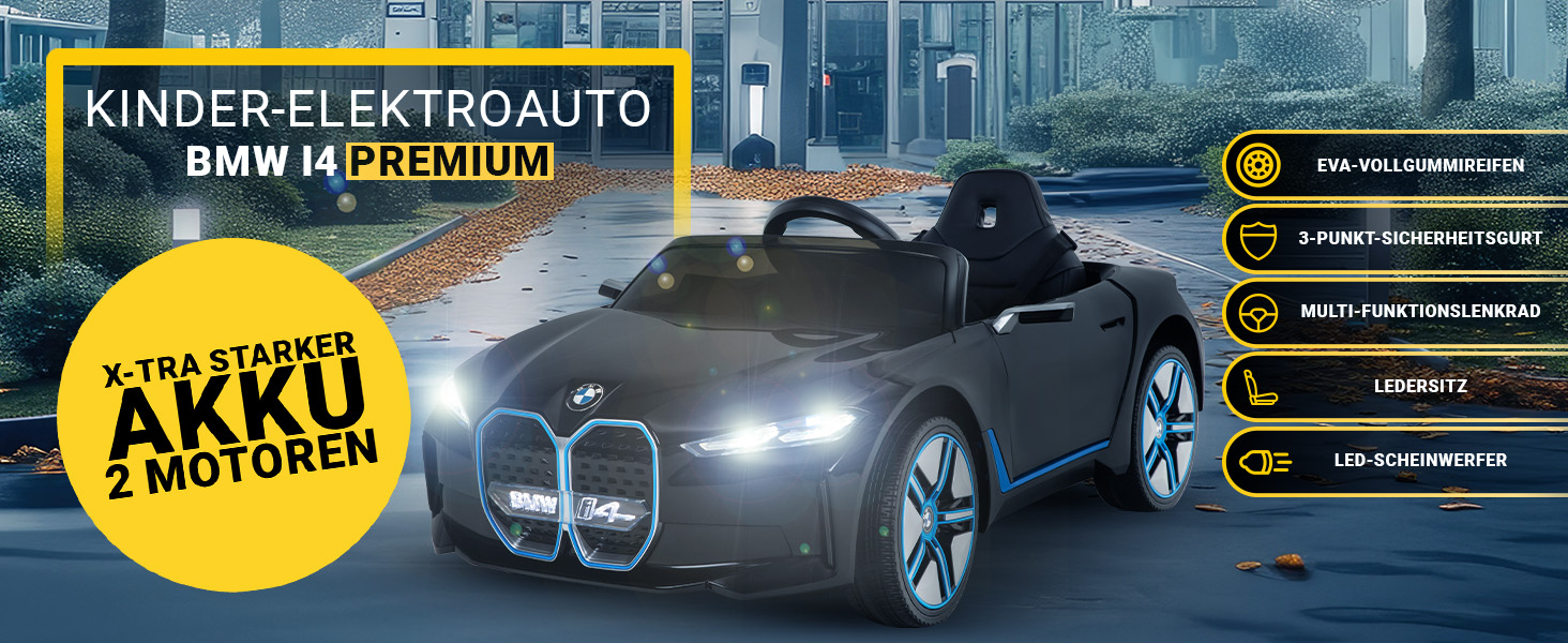 Дитячий електромобіль BMW i4 білий, ліцензійний, з пультом 2,4 ГГц, електроавтомобіль для дітей від 3 років