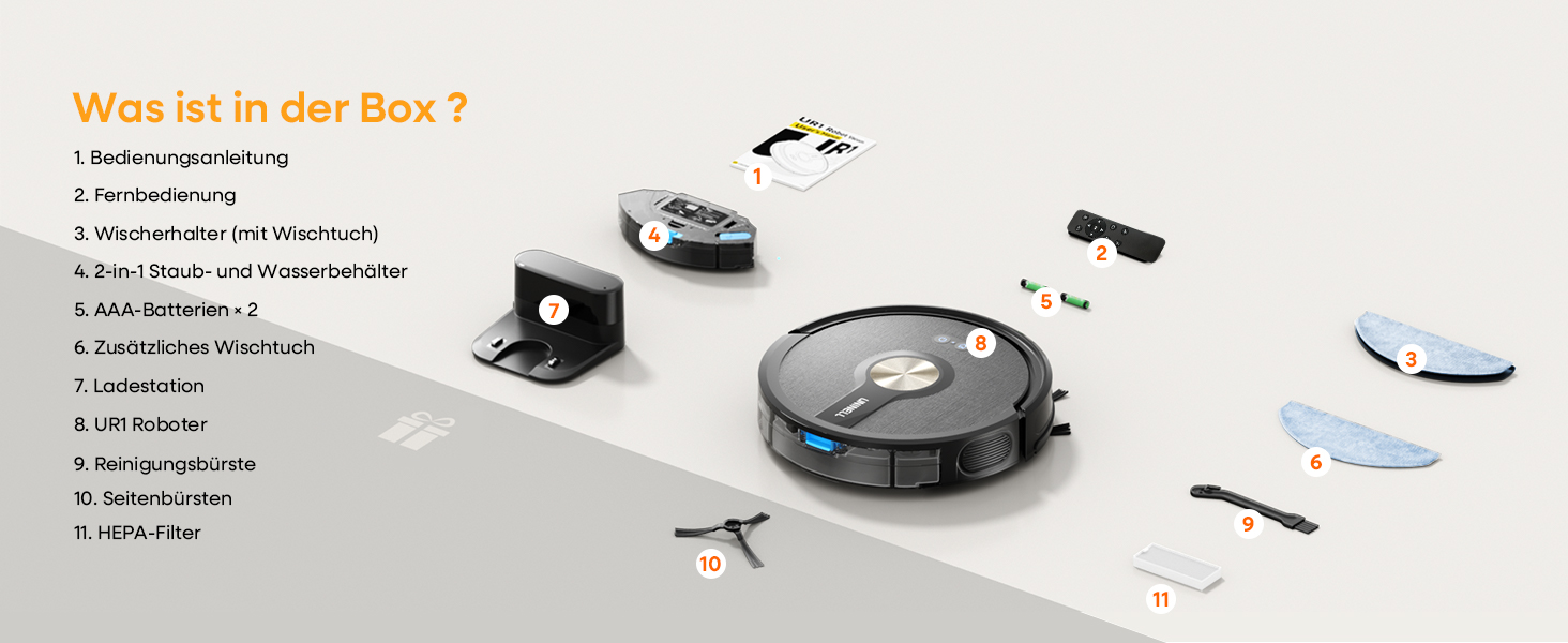 Робот-пилосос з функцією миття 5000Pa, 3-в-1 з часом роботи 180 хвилин, для прибирання шерсті тварин та килимів, з керуванням через додаток, чорний