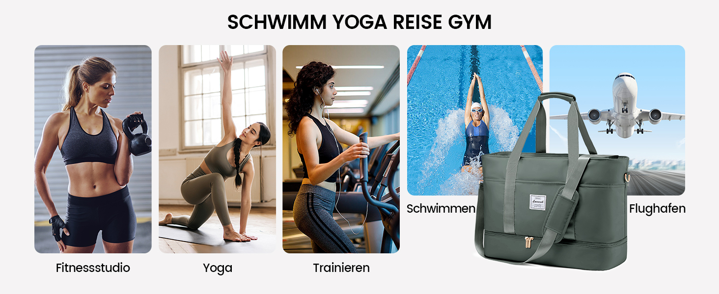 Сумка-мішок LOVEVOOK для жінок, 42L, водонепроникна, з відділенням для взуття, для подорожей, спортзалу, басейну, пологів, Ryanair