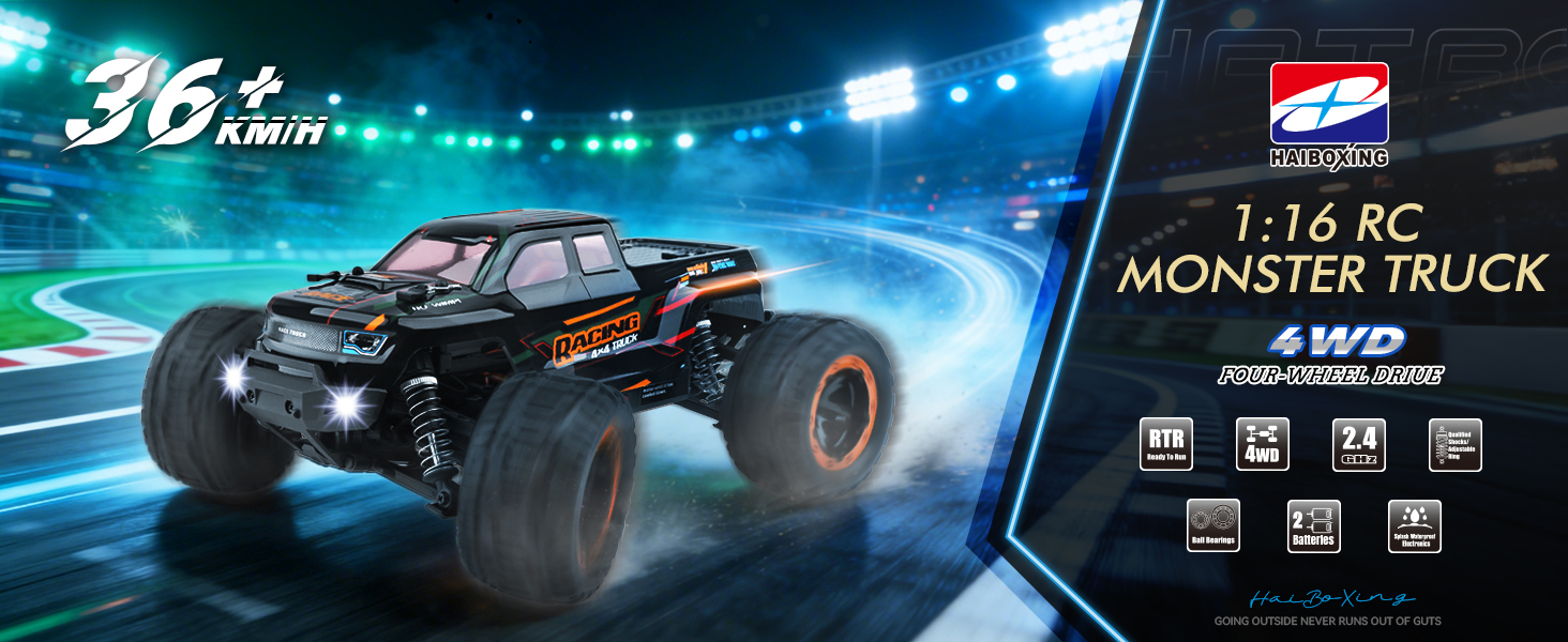 Радіокерований монстр-трак HAIBOXING 1:16, позашляховик 36 км/год, водонепроникний RTR для дітей та дорослих