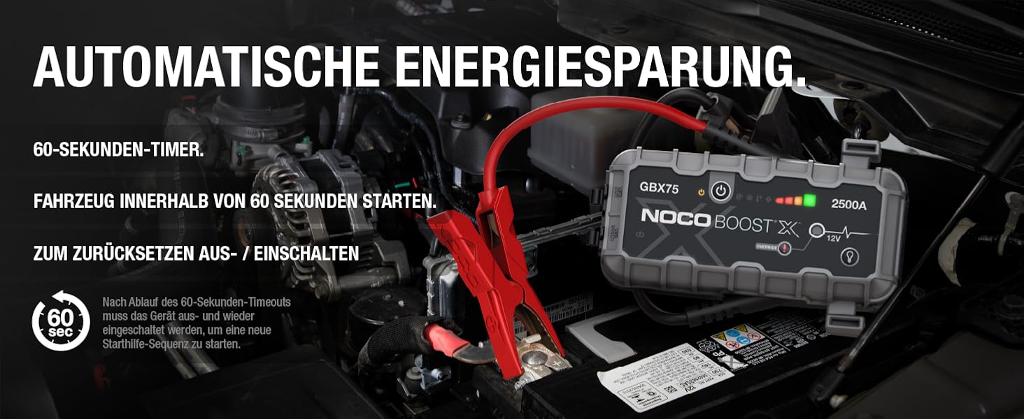 Бустер для автомобіля NOCO Boost X GBX75: Пусковий пристрій 2500A 12V Lithium Powerbank для бензинових двигунів до 8.5L та дизельних до 6.5L