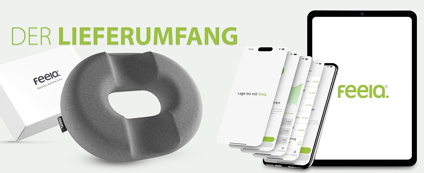 Ортопедичний сидіння-кільце Feela® з 3 рівнями жорсткості – подушка для геморою з отвором – після операції та пологів – сидіння для полегшення болю в куприку, подушка для геморою, сидіння-донат – знімає біль (Medium) (Темно-сірий, Medium / 60-80 кг)