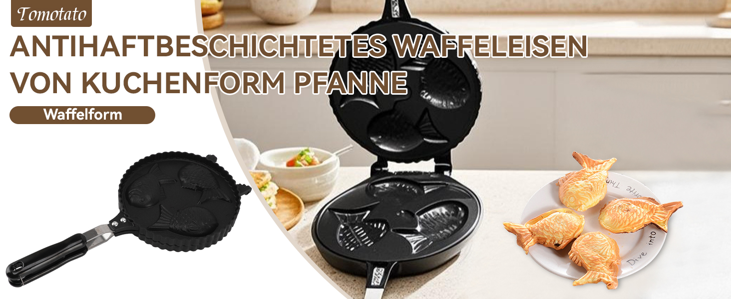 Вафельниця для випікання у формі риби, антипригарне покриття, алюміній, 42x19.5x14 см