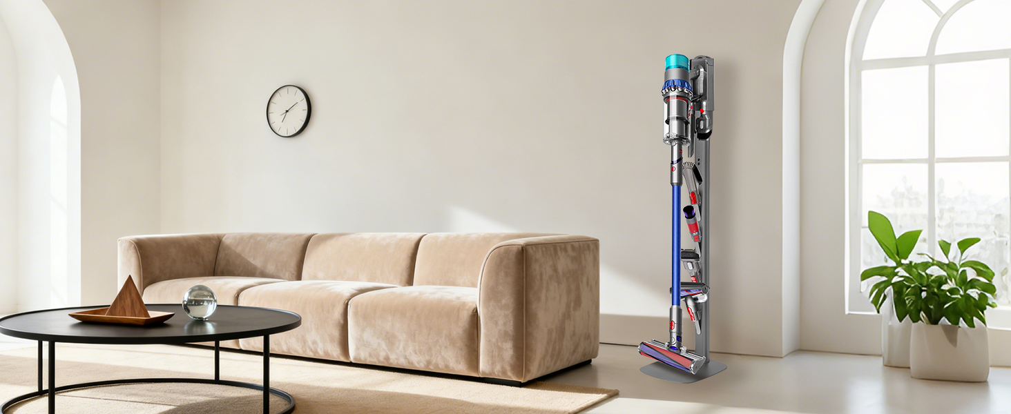 Стійка для пилососа Dyson Gen5 V15 V12 V11 V10 V8 V7 V6 - підлогова, без свердління, з 4 гаками, темно-сіра