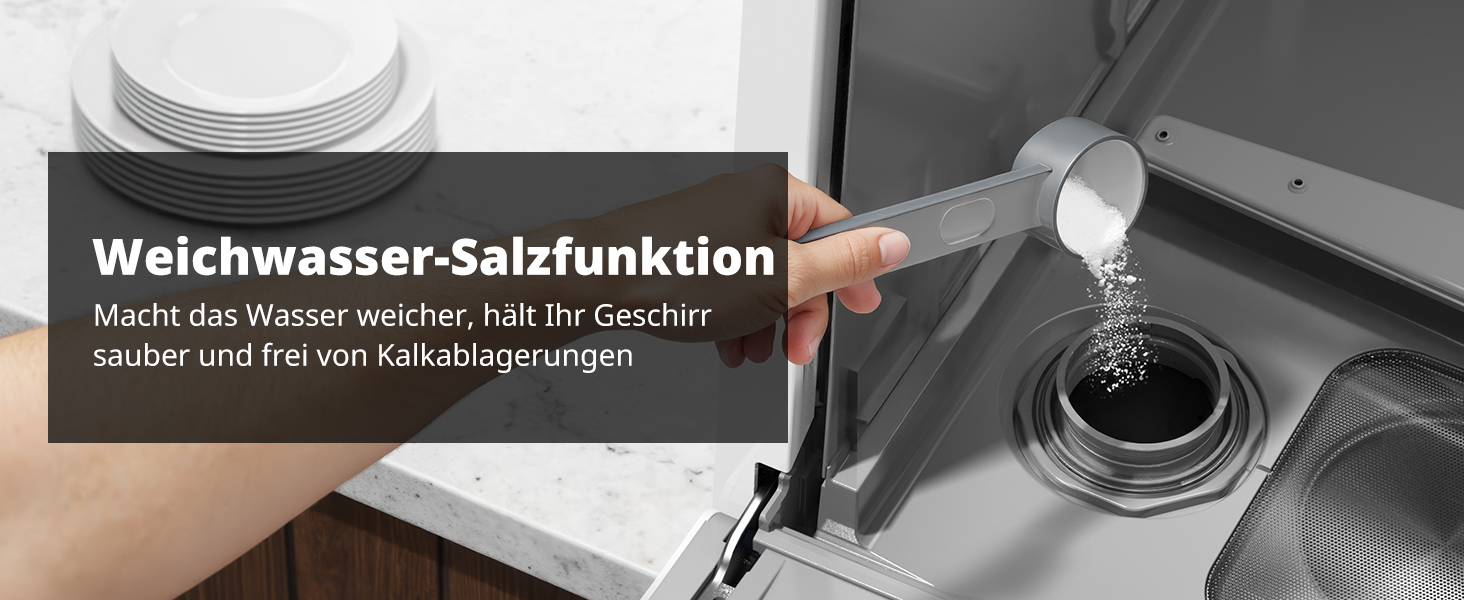 Mini посудомийна машина AIRMSEN з 8+3 програмами, 5л, система пом'якшення води, таймер, дитячий замок, білий/чорний