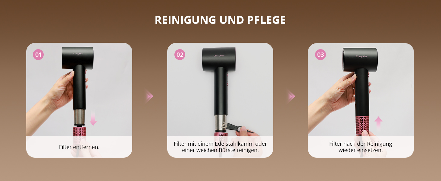 Іонний фен для волосся з безщіточковим мотором 180 000 об/хв, компактний дорожній фен з 4 режимами температури та захистом від перегріву, чорний