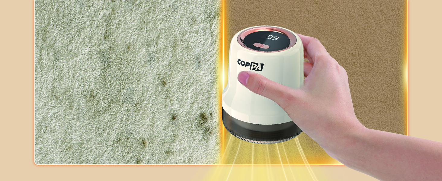 Електричний видальник ворсу для одягу та меблів COPPA з 6 лезами та індикатором заряду