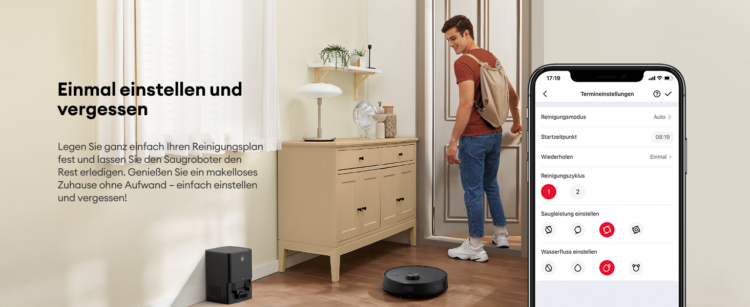 Робот-пилосос Ultenic T10 Lite з функцією миття, LiDAR-навігація, 5000Pa потужність всмоктування, 180 хвилин роботи, для шерсті тварин, килимів та твердих підлог