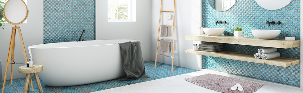 Дзеркало на стіну Relaxdays з поличкою, бамбук, біле, 68x56x10 см