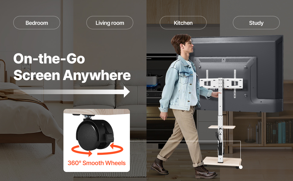 Підставка для телевізора VEVOR, поворотна, для телевізорів 81-178 см, до 40 кг, з полицею, для спальні/вітальні