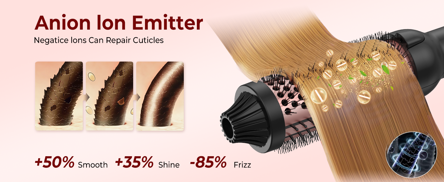UKLISS Hairstyler 5 в 1: Фен-щітка, плойка, випрямляч для волосся (Чорно-рожевий)