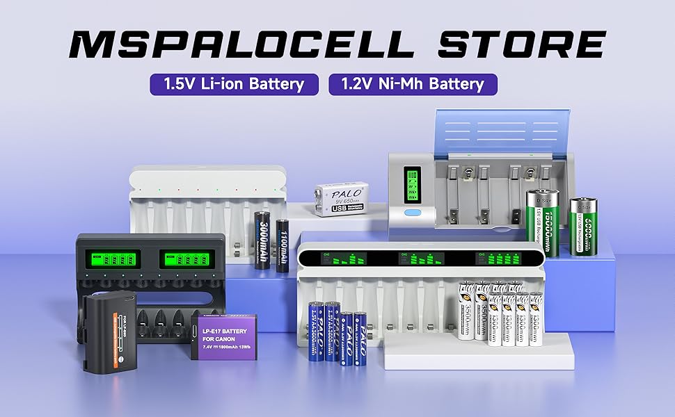 Акумулятори LR14 (Baby C) 1.5V 6000mWh Li-ion з USB-C портом для швидкої зарядки, 4 шт. — Перезарядні літієві батареї з кабелем