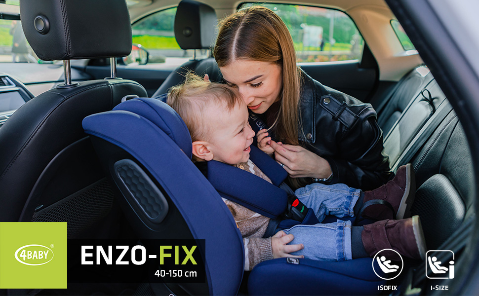 Дитяче крісло ENZO-FIX на 360 Isofix зі стабілізуючою ніжкою, I-Size з додатковим бічним захистом (темно-зелений)