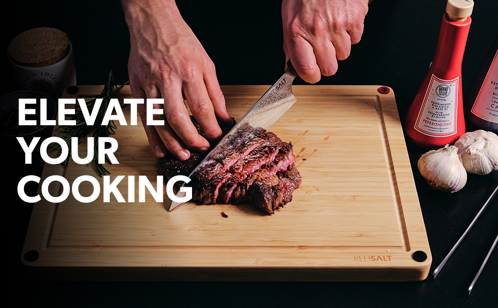 Набір дерев'яних обробних дощок REDSALT® з бамбука (3 шт.) | Антибактеріальні, з глибокою канавкою для соку, розміри 38x26, 32x22, 26x18 см | Сертифіковані FSC, преміум-якість