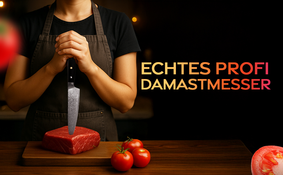 Японський ніж кухарський Damast 20см, 67 шарів Damast сталі, ергономічна ручка G-10, подарункова упаковка