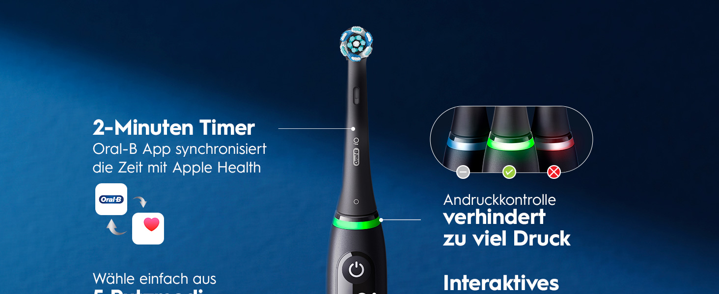 Електрична зубна щітка Oral-B iO Series 6 Black Lava, набір: щітка, 3 змінні насадки (Probierset) та чорний дорожній футляр