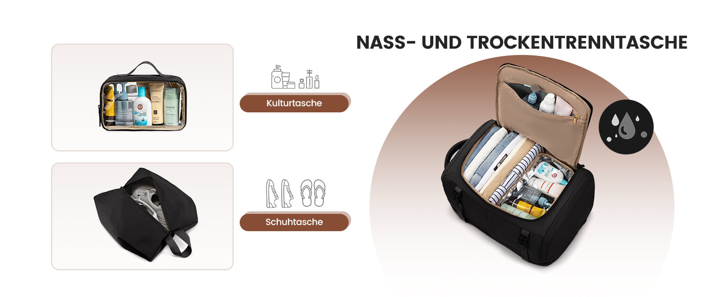 Рюкзак жіночий LOVEVOOK 40L для подорожей та авіаперельотів, Carry On, Beige Khaki