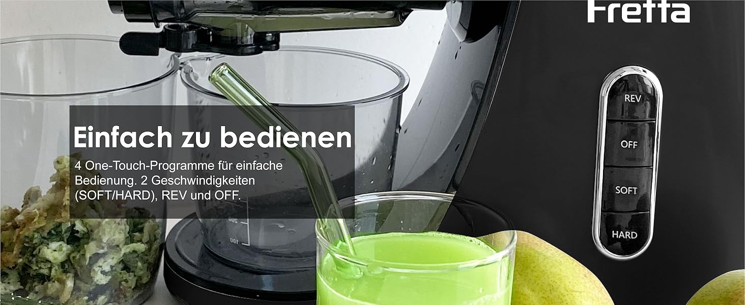 Електричний соковитискач Fretta Slow Juicer: холодний віджим, 76 мм, для овочів та фруктів, чорний