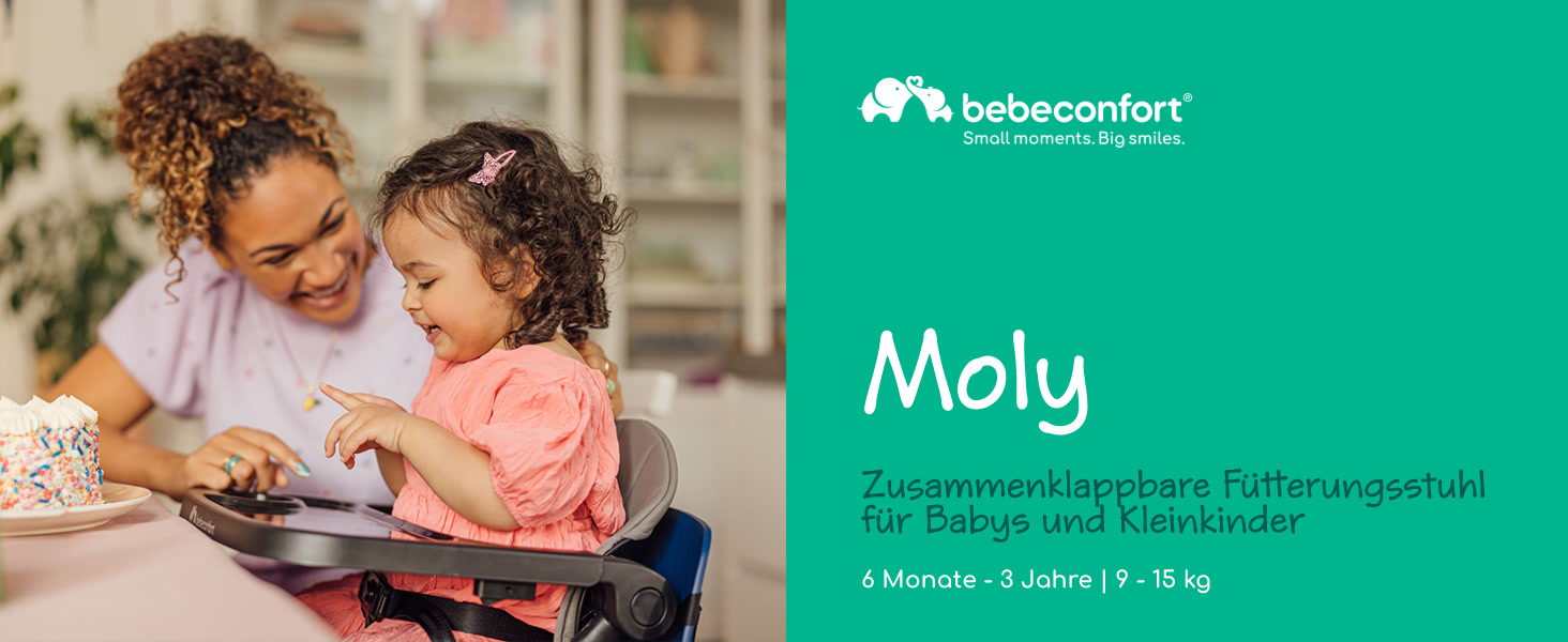 Дитячий стільчик Bebeconfort Moly, 6 міс - 3 роки, 9-15 кг, компактний, регульований