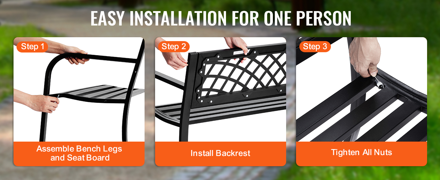 Металева лавка для саду та тераси VEVOR, 1163 мм, міцна (218 кг), на 3 особи, з підлокітниками та спинкою, вінтажний стиль