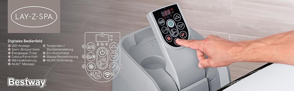 Надувний джакузі Bestway Lay-Z-Spa Hollywood AirJet LED для 6 осіб, 196 x 66 см