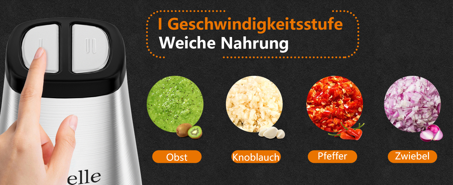 Електричний подрібнювач для кухні Facelle: м'ясорубка, подрібнювач 2L, кухонний комбайн 500W зі скляною чашею та 4 лезами для м'яса, овочів, фруктів, горіхів, дитячого харчування