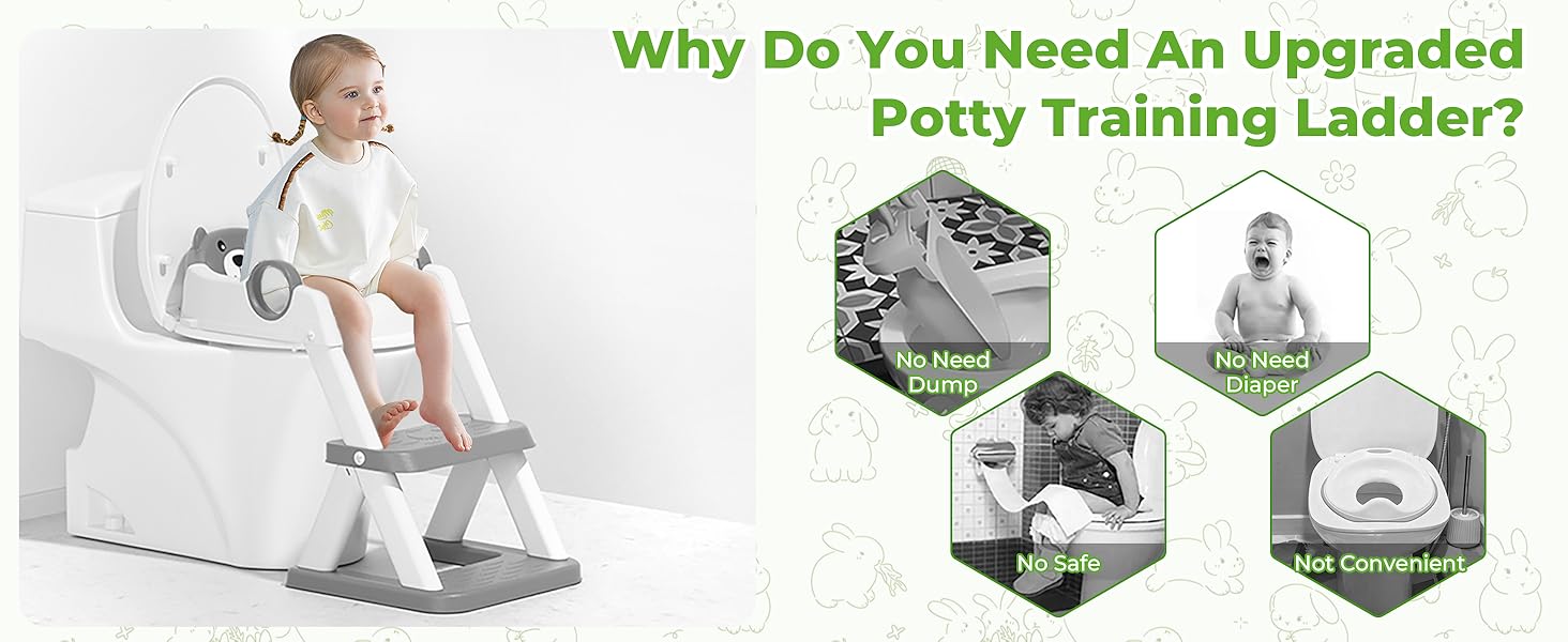 Дитячий унітаз-сходинка з сидінням 2-в-1 для хлопчиків та дівчаток, сірий. Безпечний та зручний унітаз для малюків