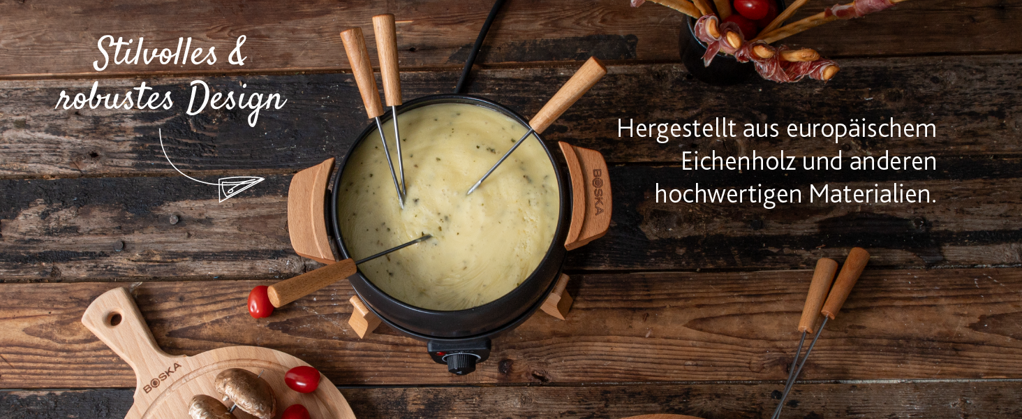 Електричний Фондюсет Boska Party 2.3L: для сиру, шоколаду, гарячого горщика, м'яса. Регулятор температури, 2.3L, нержавіюча сталь та чавун