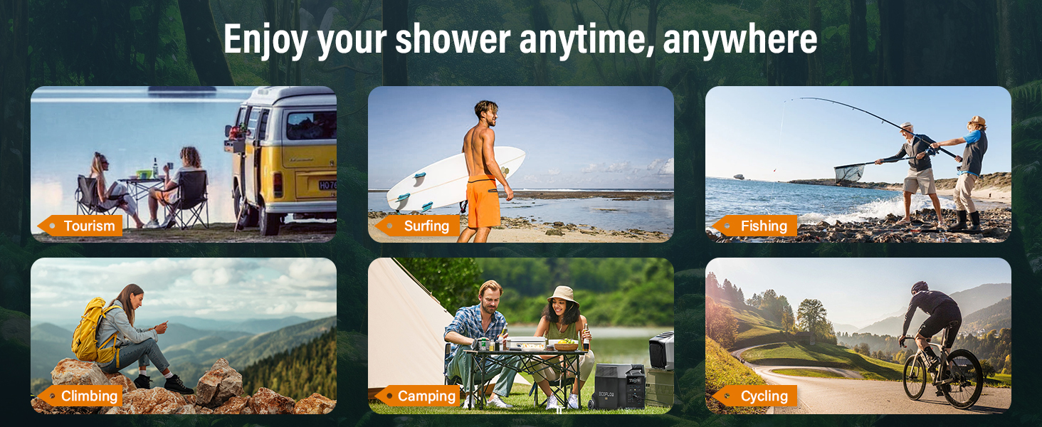 Портативна душова кабіна для кемпінгу з акумулятором 3000mAh, з помпою та насадкою, 1.8м шланг, для відпочинку, подорожей, миття авто та пляжу
