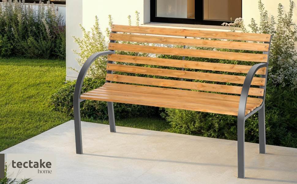 Тектейк® Двомісна садова лавка 'Міхаела' з дерева, вологостійка, в стилі кантрі, 119,5 x 62 x 83 см