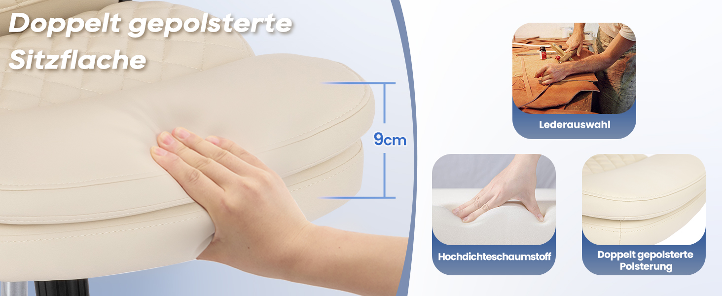 Офісний крісло Colamy: ергономічний, з високою спинкою, регульовані підлокітники, шкіряне покриття (слонова кістка)