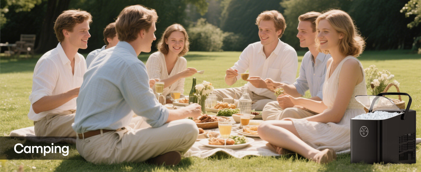 Льодогенератор Fohere 14 кг/24 год, швидке виробництво льоду (5 хв), 2 розміри кулеподібного льоду, самоочищення, з ручкою, лопаткою та кошиком для вечірок, офісу, кемпінгу - Чорний