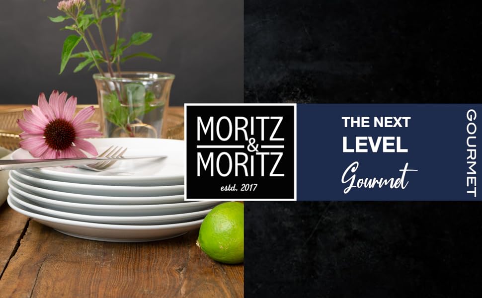 Набір посуду Moritz & Moritz BASIC 18 предметів на 6 осіб - сучасний дизайн, якісне порцелянове покриття, класичний білий колір. В комплекті: 6 великих тарілок, 6 десертних тарілок, 6 салатників.