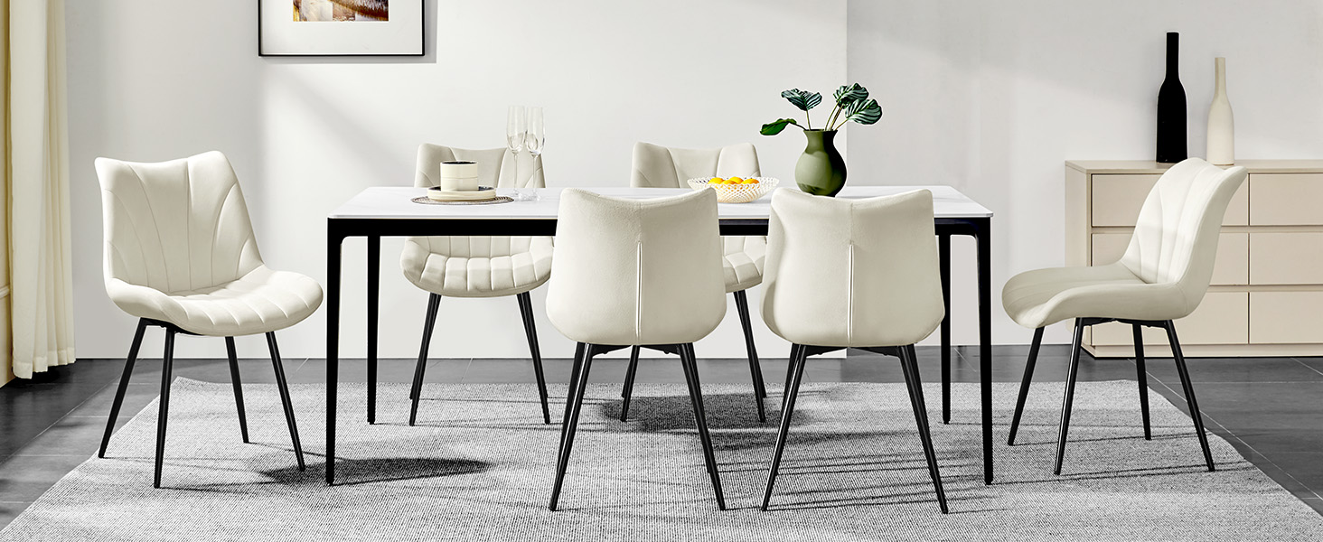 Набір обідніх стільців Yaheetech, 6 шт., з м'яким сидінням з велюру та металевими ніжками, для кухні, вітальні, обідньої кімнати, до 150 кг