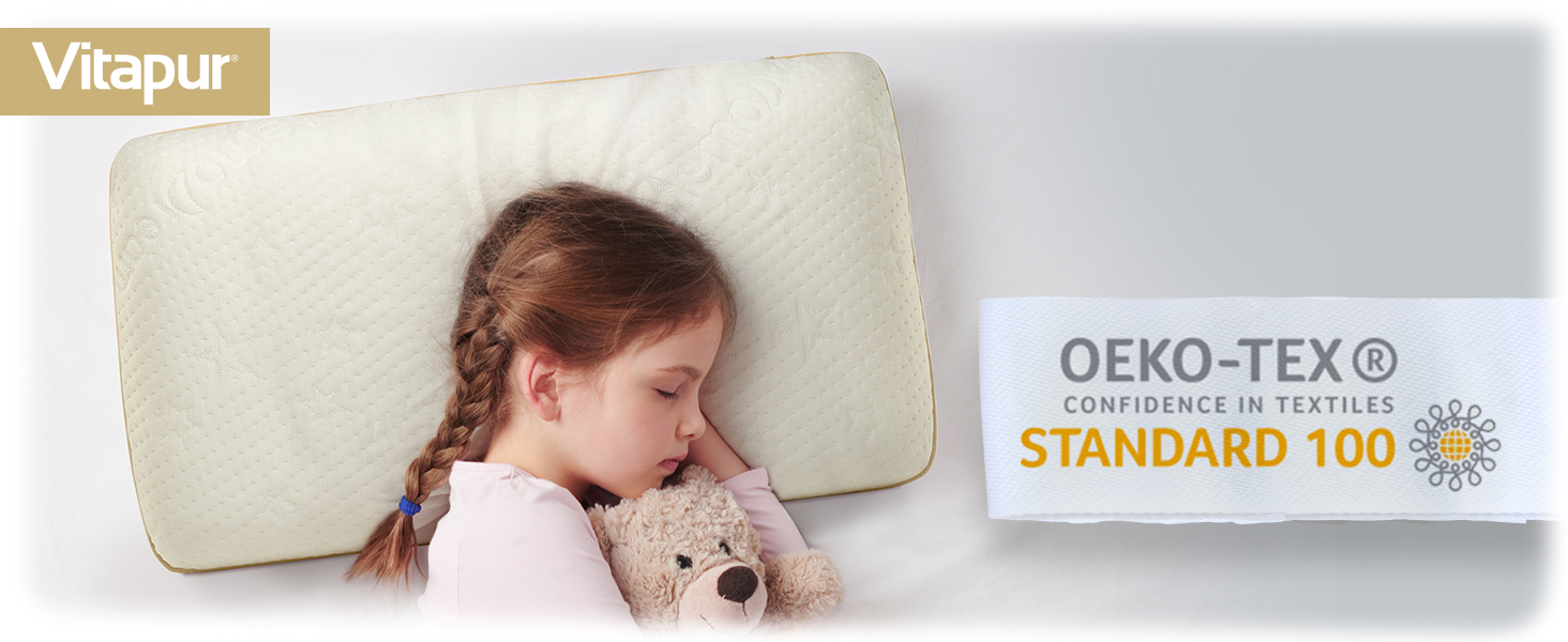 Подушка MemoDream Junior від VITAPUR для дітей, 30x50x9 см, Memory Foam, гіпоалергенна, м'яка, пральна, Ökotex-100, від 3 років