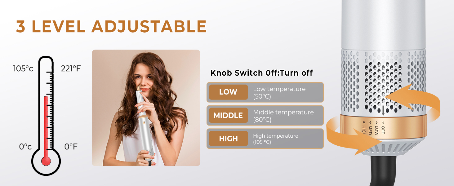 MogaWave Air Styler Pro 6 в 1: Фен-щітка, стайлер для волосся 1000W (білий)