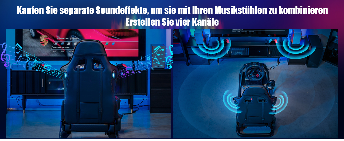 GTPLAYER Симулятор кокпіт для гонок, стійка для керма та педалей, з динаміками, чорний