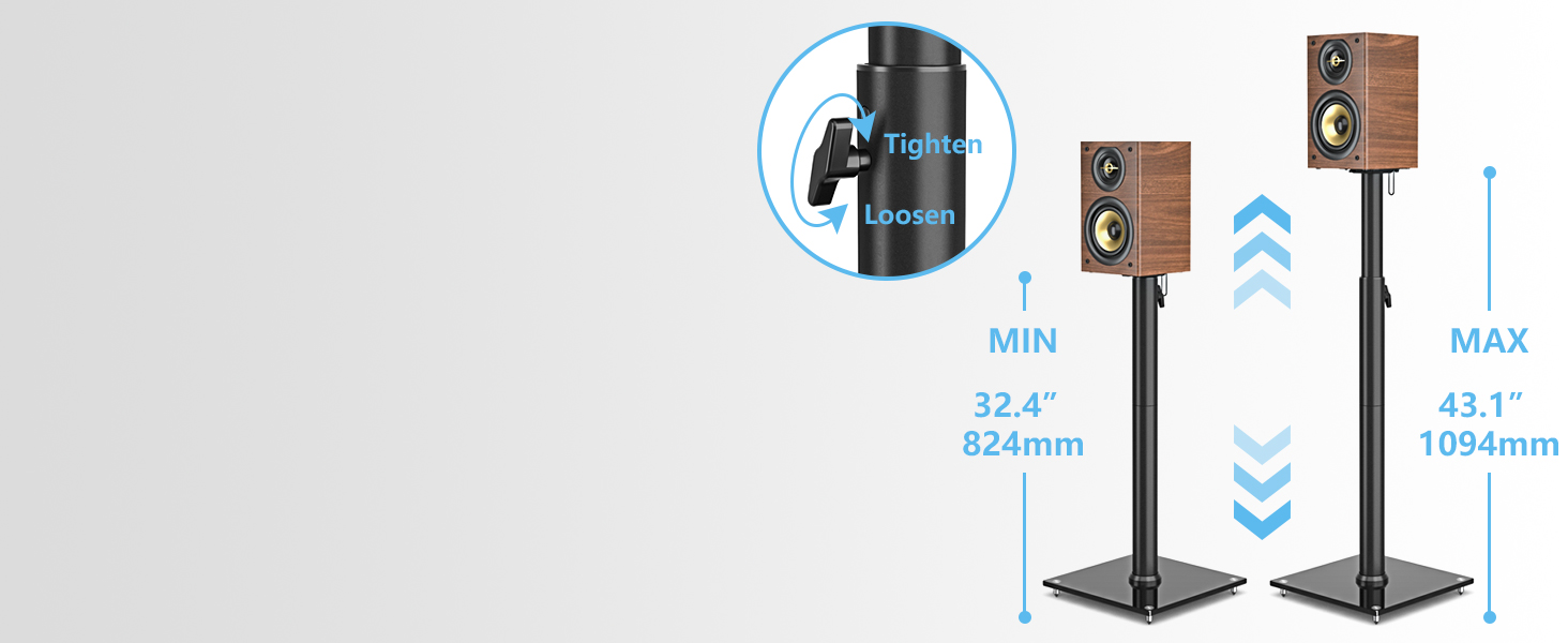 Підставка для колонок 5Rcom з кабелепроводом, регульована по висоті, пара. Підходить для саундбарів, студійних моніторів та колонок. Максимальне навантаження: 5 кг